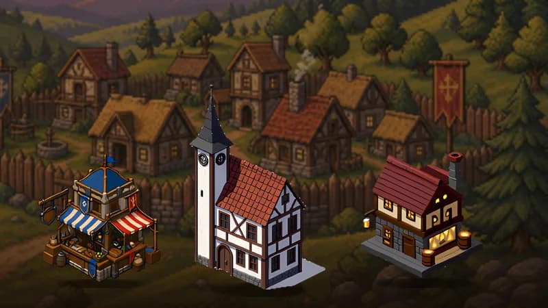 A City Center with a Trade Post and a Tavern